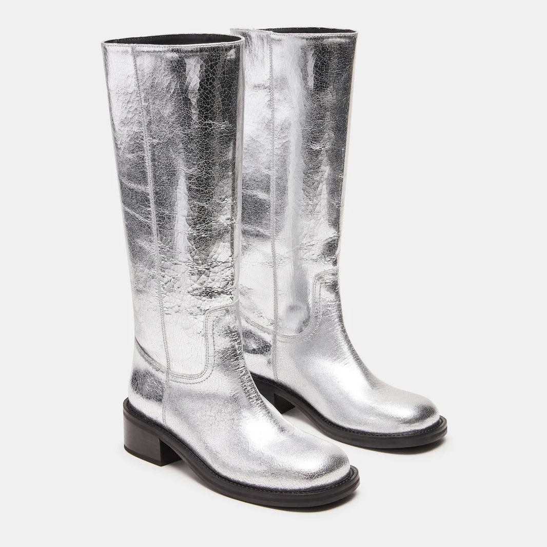 Tuhoomall Fashion Casual Boots for Women, Mid-Calf Length, Solid Color, Round Toe, Chunky Heel, Slip-On, Ideal for Work and Leisure, 5.4cm Block Heels
